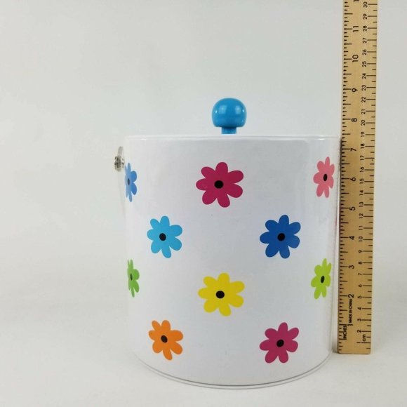 Retro Bar Ice Bucket White Multicolor Daisy Floral - Picture 11 of 12
